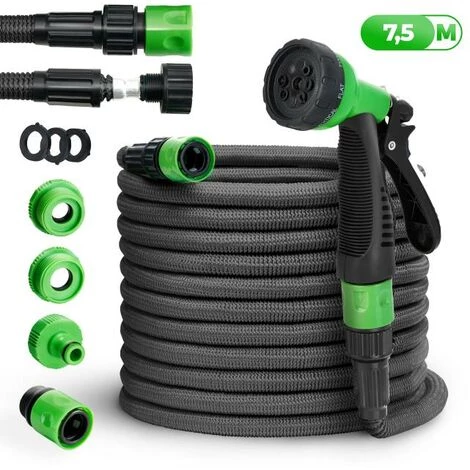 Tillvex® Tuyau Flexible 7,5m Noir - Tuyau D'arrosage Flexible Extensible, Tuyau De Jardinage Flexible, Tuyau D'étang De Jardin étirable 3 Tillvex® Tuyau Flexible 7,5m Noir - Tuyau D'arrosage Flexible Extensible, Tuyau De Jardinage Flexible, Tuyau D'étang De Jardin étirable