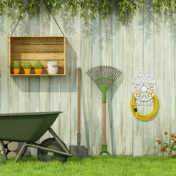 Relaxdays Porte Tuyau Arrosage Support Tuyau Arrosage Fonte Fer HxlxP: 50 X 32 X 20 Cm, Blanc -Tuyau d'arrosage Soldes 31791070 3