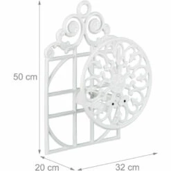 Relaxdays Porte Tuyau Arrosage Support Tuyau Arrosage Fonte Fer HxlxP: 50 X 32 X 20 Cm, Blanc -Tuyau d'arrosage Soldes 31791070 5