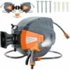 AREBOS Enrouleur De Tuyau Pivotant De 20 M - Avec Système D'arrêt - Support Mural - Mécanisme Enrouleur Automatique - Orange - Orange -Tuyau d'arrosage Soldes 31863929 1