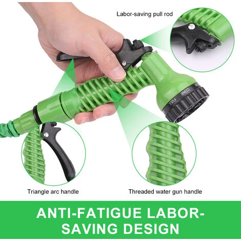 HAPPYSHOPPING Tuyau Telescopique Haute Pression 3 Fois, Ensemble De Pistolet A Eau Haute Pression Pour Lavage De Voiture, 50 Pieds Vert - 50 Pieds Vert 7 HAPPYSHOPPING Tuyau Telescopique Haute Pression 3 Fois, Ensemble De Pistolet A Eau Haute Pression Pour Lavage De Voiture, 50 Pieds Vert - 50 Pieds Vert – Image 5