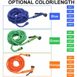 ASUPERMALL 3 Fois Expandable Antifuite Tuyau D'Arrosage A Haute Pression Telescopique Avec 7 Fonction Buse De Pulverisation, Vert 150Ft/ 45M - Vert 150Ft/ 45M -Tuyau d'arrosage Soldes 33632385 3
