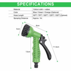 ASUPERMALL 3 Fois Expandable Antifuite Tuyau D'Arrosage A Haute Pression Telescopique Avec 7 Fonction Buse De Pulverisation, Vert 150Ft/ 45M - Vert 150Ft/ 45M -Tuyau d'arrosage Soldes 33632385 5