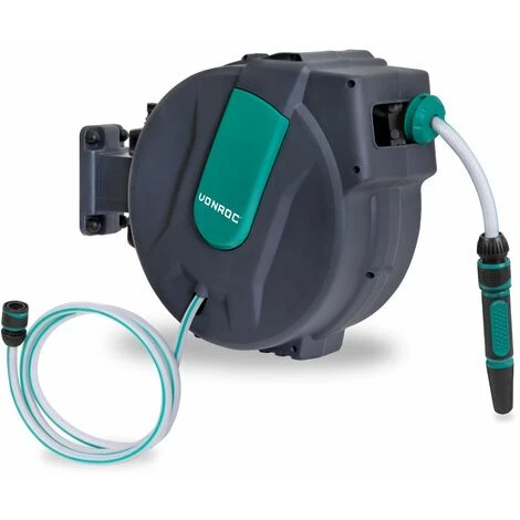 VONROC Dévidoir Automatique Avec Support Mural - Tuyau De 25M, Buse D’arrosage Et Raccords Inclus 3 VONROC Dévidoir Automatique Avec Support Mural - Tuyau De 25M, Buse D’arrosage Et Raccords Inclus