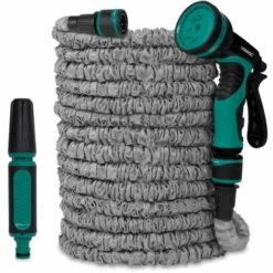 VONROC Tuyau D’arrosage Flexible 30m – Support De Tuyau, Buse Et Raccords De Tuyau Inclus