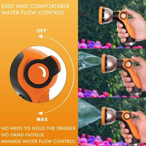 BRIDAY Tuyau D'arrosage Flexible Et Extensible, Tuyau D'arrosage De Jardin Ultra-durable 3750D, Latex à 4 Couches, Raccords En Laiton Massif De Buse 3/4" Avec Buse De Pulvérisation D'eau Professionnelle En Zinc à 10 Voies (100 Pi, Orange) 5 BRIDAY Tuyau D'arrosage Flexible Et Extensible, Tuyau D'arrosage De Jardin Ultra-durable 3750D, Latex à 4 Couches, Raccords En Laiton Massif De Buse 3/4" Avec Buse De Pulvérisation D'eau Professionnelle En Zinc à 10 Voies (100 Pi, Orange) – Image 3
