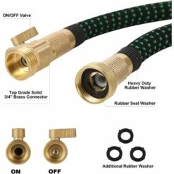 BRIDAY Tuyau D'arrosage Tuyau D'eau De 100 Pi Avec Buse De Pulvérisation à 9 Fonctions Et Raccords En Laiton Massif Durables De 3/4 Po Sans Pli Ensemble De Tuyaux Longs Rétractables Légers Et Flexibles Pour L'extérieur -Tuyau d'arrosage Soldes 34726523 3