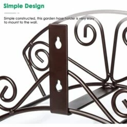 DONTODENT Support De Tuyau D'arrosage Support De Tuyau D'eau Robuste Support De Tuyau En Métal Solide Fixation Murale Décorative Et Durable Pour Tuyau D'arrosage Enrouleur De Tuyau Support De Tuyau Organisateur De Tuyau Pour Cour Extérieure, Bronze -Tuyau d'arrosage Soldes 34977730 4