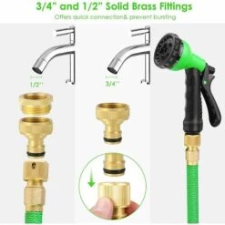 PEDY Tuyau D'arrosage Tuyau Flexible Tuyau D'eau Tuyau Extensible à 8 Fonctions Elastique Flexible Pour Irrigation Et Nettoyage Du Jardin Vert (23m) -Tuyau d'arrosage Soldes 35177950 3