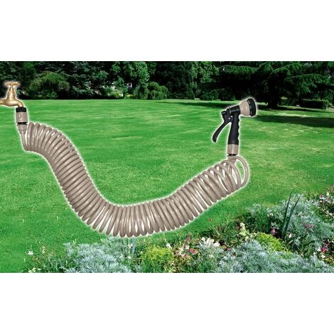 Jardibric- Tuyau D'arrosage (15m) Serpentin Spirale 2 Raccords + Pistolet 7 Formes TAUPE OU VERT ANIS 5 Jardibric- Tuyau D'arrosage (15m) Serpentin Spirale 2 Raccords + Pistolet 7 Formes TAUPE OU VERT ANIS – Image 3