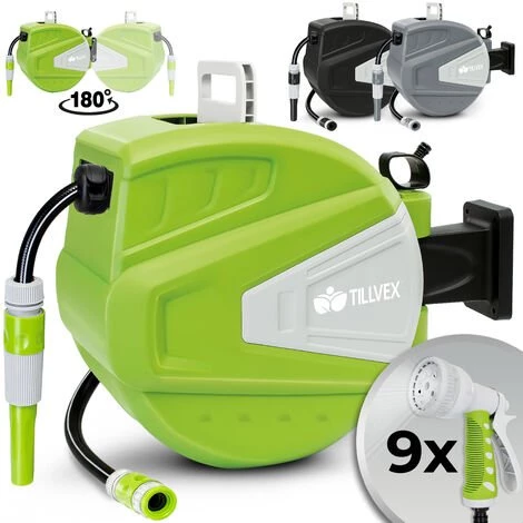Tillvex Enrouleur De Tuyau D'arrosage 15+2m Gris Pour Jardin - Avec Support Mural + Poignée | Dévidoir Pour Tuyau Avec Pistolet à Eau Et Tuyau D'arrosage | Pivotant à 180 3 Tillvex Enrouleur De Tuyau D'arrosage 15+2m Gris Pour Jardin - Avec Support Mural + Poignée | Dévidoir Pour Tuyau Avec Pistolet à Eau Et Tuyau D'arrosage | Pivotant à 180