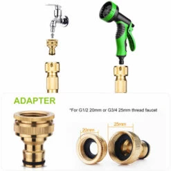 HAPPYSHOPPING Tuyau D'arrosage Extensible De 50 Pieds Avec Buse A 9 Fonctions Tuyau D'eau Fort Flexible Avec Raccords En Laiton Massif Et Double Noyau En Latex, Modele: Connecteur UE Noir Et Vert Et 50 Pieds -Tuyau d'arrosage Soldes 36820131 4