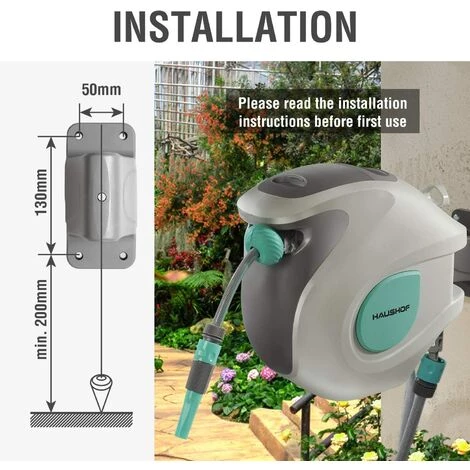HAUSHOF Enrouleur Tuyau Arrosage, 20+2 M Avec 2 Pistolet à Eau (9 Modes De Jet Réglables),Rétractation Automatique,Pivotant à 180°,Verrouillage à Toute Longeur,Dévidoir Mural Idéal Pour Jardin,Garage 7 HAUSHOF Enrouleur Tuyau Arrosage, 20+2 M Avec 2 Pistolet à Eau (9 Modes De Jet Réglables),Rétractation Automatique,Pivotant à 180°,Verrouillage à Toute Longeur,Dévidoir Mural Idéal Pour Jardin,Garage – Image 5