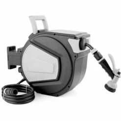 BETTER MAISON Support De Bobine De Tuyau D'eau De Jardin Rétractable Fixé Au Mur, Enrouleur De Tuyau D'arrosage, 20 Mètres De Tuyau, Noir Gris - Noir