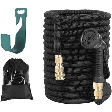 BAMNY Tuyau D'arrosage Extensible, Tuyau Flexible à 8 Fonctions Elastique Pour Irrigation Et Nettoyage Du Jardin, Noir (23m) 3 BAMNY Tuyau D'arrosage Extensible, Tuyau Flexible à 8 Fonctions Elastique Pour Irrigation Et Nettoyage Du Jardin, Noir (23m)