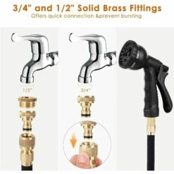 BAMNY Tuyau D'arrosage Extensible, Tuyau Flexible à 8 Fonctions Elastique Pour Irrigation Et Nettoyage Du Jardin, Noir (23m) 9 BAMNY Tuyau D'arrosage Extensible, Tuyau Flexible à 8 Fonctions Elastique Pour Irrigation Et Nettoyage Du Jardin, Noir (23m) -Tuyau d'arrosage Soldes 43842409 3