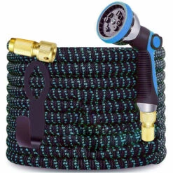 SUPERSELLER Tuyau D'arrosage Tuyau D'arrosage De Jardin Flexible Buse De Tuyau D'arrosage Extensible Avec 10 Modèles De Jet D'arrosage Réglable Raccords En Laiton Pour L'arrosage Nettoyage Du Jardin Lavage, 50 Pieds