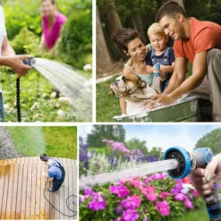 SUPERSELLER Tuyau D'arrosage Tuyau D'arrosage De Jardin Flexible Buse De Tuyau D'arrosage Extensible Avec 10 Modèles De Jet D'arrosage Réglable Raccords En Laiton Pour L'arrosage Nettoyage Du Jardin Lavage, 50 Pieds -Tuyau d'arrosage Soldes 48931429 4