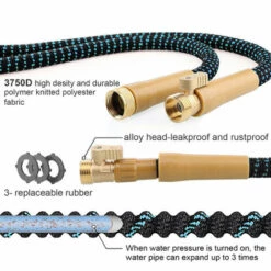 SUPERSELLER Tuyau D'arrosage Tuyau D'arrosage De Jardin Flexible Buse De Tuyau D'arrosage Extensible Avec 10 Modèles De Jet D'arrosage Réglable Raccords En Laiton Pour L'arrosage Nettoyage Du Jardin Lavage, 50 Pieds -Tuyau d'arrosage Soldes 48931429 5