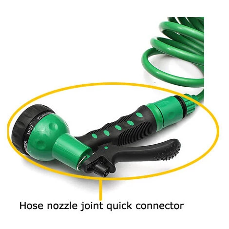 Tuyau De Jardin Avec Pomme, Extensible Et Flexible Jusqu'à15m, En Spirale, 7 Modes De Jets, Pour Arrosage, Vert Macaron 5 Tuyau De Jardin Avec Pomme, Extensible Et Flexible Jusqu'à15m, En Spirale, 7 Modes De Jets, Pour Arrosage, Vert Macaron – Image 3