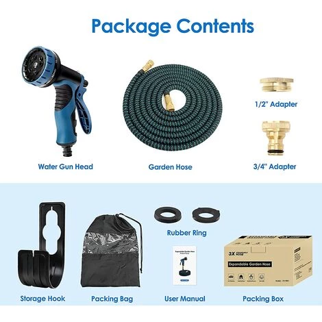 BLEOSAN 30m Tuyau Arrosage Extensible Bleu 100ft Tuyau D’arrosage Retractable Avec Support Et Pistolet Arrosage 9 Fonctions Raccords En Laiton 4 BLEOSAN 30m Tuyau Arrosage Extensible Bleu 100ft Tuyau D’arrosage Retractable Avec Support Et Pistolet Arrosage 9 Fonctions Raccords En Laiton – Image 2