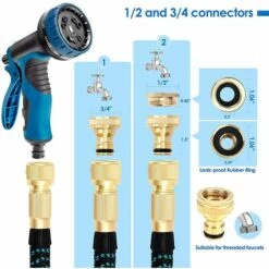 BLEOSAN 30m Tuyau Arrosage Extensible Bleu 100ft Tuyau D’arrosage Retractable Avec Support Et Pistolet Arrosage 9 Fonctions Raccords En Laiton 10 BLEOSAN 30m Tuyau Arrosage Extensible Bleu 100ft Tuyau D’arrosage Retractable Avec Support Et Pistolet Arrosage 9 Fonctions Raccords En Laiton -Tuyau d'arrosage Soldes 49860856 4