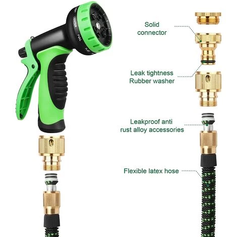 BLEOSAN Tuyau Arrosage Extensible 30m 100ft Tuyau D’arrosage Retractable Avec Support Et Pistolet Arrosage 9 Fonctions Raccords En Laiton 6 BLEOSAN Tuyau Arrosage Extensible 30m 100ft Tuyau D’arrosage Retractable Avec Support Et Pistolet Arrosage 9 Fonctions Raccords En Laiton – Image 5