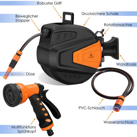 KESSER® Enrouleur De Tuyau Enrouleur De Tuyau Eau | Douchette Multi-usage | Pivotant à 180° | Arrêt D'enroulement | Support Mural | Boîtier Mural Pour Le Tuyau | Enrouleur De Tuyau D'eau | Tuyau D'arrosage | 4 KESSER® Enrouleur De Tuyau Enrouleur De Tuyau Eau | Douchette Multi-usage | Pivotant à 180° | Arrêt D'enroulement | Support Mural | Boîtier Mural Pour Le Tuyau | Enrouleur De Tuyau D'eau | Tuyau D'arrosage | – Image 2