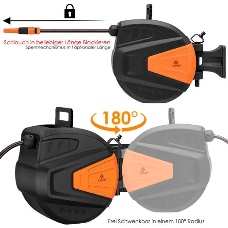 KESSER® Enrouleur De Tuyau Enrouleur De Tuyau Eau | Douchette Multi-usage | Pivotant à 180° | Arrêt D'enroulement | Support Mural | Boîtier Mural Pour Le Tuyau | Enrouleur De Tuyau D'eau | Tuyau D'arrosage | 5 KESSER® Enrouleur De Tuyau Enrouleur De Tuyau Eau | Douchette Multi-usage | Pivotant à 180° | Arrêt D'enroulement | Support Mural | Boîtier Mural Pour Le Tuyau | Enrouleur De Tuyau D'eau | Tuyau D'arrosage | – Image 3