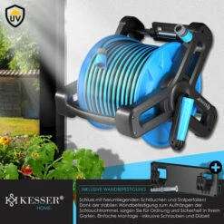 KESSER® Enrouleur Mural 30 m Chariot Enrouleur Avec 30 m De Tuyau - Douchette Multi-usage Manuel Enrouleur De Tuyau D’arrosage - Avec Stop-goutte - Compatible Gardena - Avec Fixation Murale Et Adaptateurs, 30m (de), Bleu / Gris Foncé 9 KESSER® Enrouleur Mural 30 m Chariot Enrouleur Avec 30 m De Tuyau - Douchette Multi-usage Manuel Enrouleur De Tuyau D’arrosage - Avec Stop-goutte - Compatible Gardena - Avec Fixation Murale Et Adaptateurs, 30m (de), Bleu / Gris Foncé -Tuyau d'arrosage Soldes 52533690 3