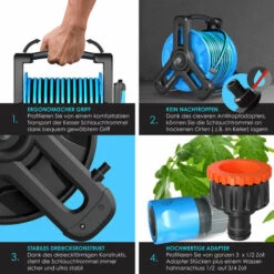 KESSER® Enrouleur Mural 30 m Chariot Enrouleur Avec 30 m De Tuyau - Douchette Multi-usage Manuel Enrouleur De Tuyau D’arrosage - Avec Stop-goutte - Compatible Gardena - Avec Fixation Murale Et Adaptateurs, 30m (de), Bleu / Gris Foncé 10 KESSER® Enrouleur Mural 30 m Chariot Enrouleur Avec 30 m De Tuyau - Douchette Multi-usage Manuel Enrouleur De Tuyau D’arrosage - Avec Stop-goutte - Compatible Gardena - Avec Fixation Murale Et Adaptateurs, 30m (de), Bleu / Gris Foncé -Tuyau d'arrosage Soldes 52533690 4