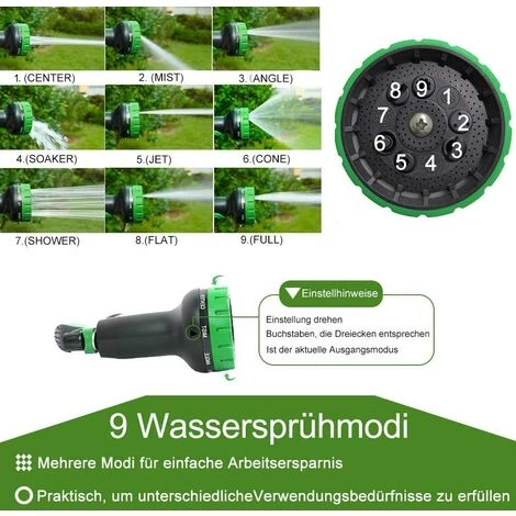BARES Tuyau D'arrosage Flexible 22.5m 75FT Tuyau Flexible Extensible Tuyau Flexible Flexi Pour Eau Douche Multifonction Flexible 8 Fonctions Pour Jardin (Vert, 22,5m) - Bleu 5 BARES Tuyau D'arrosage Flexible 22.5m 75FT Tuyau Flexible Extensible Tuyau Flexible Flexi Pour Eau Douche Multifonction Flexible 8 Fonctions Pour Jardin (Vert, 22,5m) - Bleu – Image 3