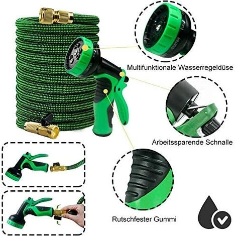 BARES Tuyau D'arrosage Flexible 22.5m 75FT Tuyau Flexible Extensible Tuyau Flexible Flexi Pour Eau Douche Multifonction Flexible 8 Fonctions Pour Jardin (Vert, 22,5m) - Bleu 6 BARES Tuyau D'arrosage Flexible 22.5m 75FT Tuyau Flexible Extensible Tuyau Flexible Flexi Pour Eau Douche Multifonction Flexible 8 Fonctions Pour Jardin (Vert, 22,5m) - Bleu – Image 4