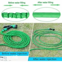 ELLE Tuyau D'arrosage Extensible, Tuyau D'arrosage De 25 Pieds Avec Haute Pression à 7 Motifs (25 Pieds, Vert) -Tuyau d'arrosage Soldes 53697595 4