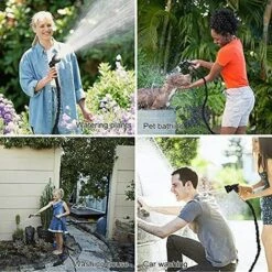 ELLE Tuyau D'arrosage Extensible, Tuyau D'arrosage De 25 Pieds Avec Haute Pression à 7 Motifs (25 Pieds, Vert) -Tuyau d'arrosage Soldes 53697595 5