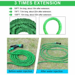 LIFCAUSAL Tuyau D'arrosage, Tuyau D'arrosage Télescopique à Haute Pression, Tuyau D'arrosage Flexible Magique Avec Buse De Pulvérisation à 7 Fonctions Pour Lavage De Voiture, Arrosage De Jardin, Vert, 15 M -Tuyau d'arrosage Soldes 53864601 3