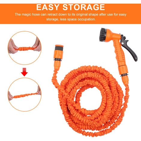 LIFCAUSAL Tuyau D'arrosage, Tuyau D'arrosage Télescopique à Haute Pression, Tuyau D'arrosage Flexible Magique Avec Buse De Pulvérisation à 7 Fonctions Pour Lavage De Voiture, Arrosage De Jardin, Orange, 30 M 7 LIFCAUSAL Tuyau D'arrosage, Tuyau D'arrosage Télescopique à Haute Pression, Tuyau D'arrosage Flexible Magique Avec Buse De Pulvérisation à 7 Fonctions Pour Lavage De Voiture, Arrosage De Jardin, Orange, 30 M – Image 5