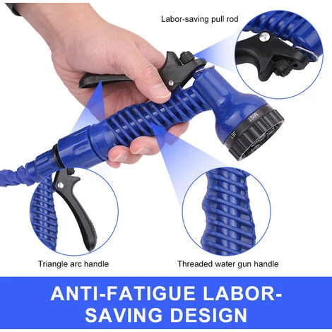LIFCAUSAL Tuyau D'arrosage Extensible 3 Fois Tuyau D'arrosage Télescopique à Haute Pression Tuyau D'arrosage Flexible Magique Avec Buse De Pulvérisation à 7 Fonctions Pour Le Lavage De Voiture Arrosage De Jardin, Bleu, 50FT/15M 6 LIFCAUSAL Tuyau D'arrosage Extensible 3 Fois Tuyau D'arrosage Télescopique à Haute Pression Tuyau D'arrosage Flexible Magique Avec Buse De Pulvérisation à 7 Fonctions Pour Le Lavage De Voiture Arrosage De Jardin, Bleu, 50FT/15M – Image 4