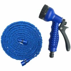 LIFCAUSAL Tuyaux D'arrosage Pour Extérieur, Tuyau D'arrosage Extensible Avec Connecteur Pour Lavage De Voiture, Arrosage De Jardin, Bleu, 25 Pieds