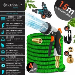 KESSER® Tuyau D'arrosage Premium Tuyau D'arrosage Flexible Tuyau Flexible Extensible, Vert, 15 Mètres -Tuyau d'arrosage Soldes 54420687 2