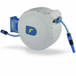 Enrouleur Tuyau Arrosage Extensible 30m Devidoir Automatique 24 Bar Orientable 180° Pistolet + Raccords GOODYEAR