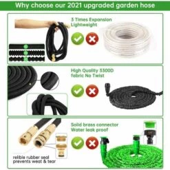 TINOR Tuyau D'arrosage Flexible 30M Tuyau D'arrosage Extensible Avec 8 Fonctions Tuyau D’Eau De Pulvérisation Pour Irrigation Et Nettoyage Du Jardin Noir 9 TINOR Tuyau D'arrosage Flexible 30M Tuyau D'arrosage Extensible Avec 8 Fonctions Tuyau D’Eau De Pulvérisation Pour Irrigation Et Nettoyage Du Jardin Noir -Tuyau d'arrosage Soldes 54497612 3