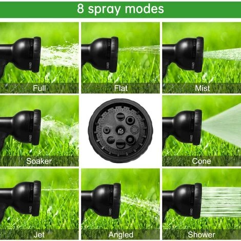 TINOR Tuyau D'arrosage Flexible 30M Tuyau D'arrosage Extensible Avec 8 Fonctions Tuyau D’Eau De Pulvérisation Pour Irrigation Et Nettoyage Du Jardin Noir 7 TINOR Tuyau D'arrosage Flexible 30M Tuyau D'arrosage Extensible Avec 8 Fonctions Tuyau D’Eau De Pulvérisation Pour Irrigation Et Nettoyage Du Jardin Noir – Image 5