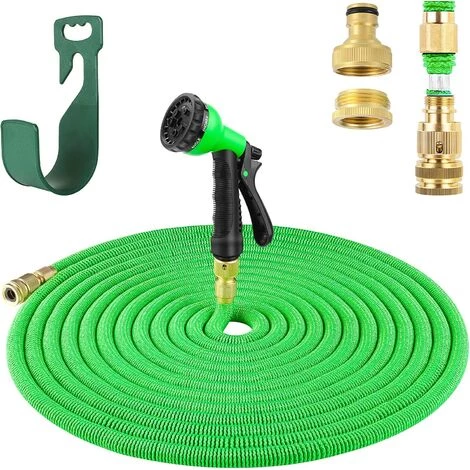FEMOR Tuyau D'arrosage De Jardin Extensible De 30 M, 8 Fonctions De Pulvérisation, Raccord En Laiton 1/2" Et 3/4", Tuyau En Latex à 3 Couches, Tuyau D'irrigation Et De Lavage, Avec Crochet Et Sac De Rangement 3 FEMOR Tuyau D'arrosage De Jardin Extensible De 30 M, 8 Fonctions De Pulvérisation, Raccord En Laiton 1/2" Et 3/4", Tuyau En Latex à 3 Couches, Tuyau D'irrigation Et De Lavage, Avec Crochet Et Sac De Rangement