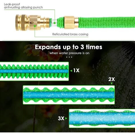FEMOR Tuyau D'arrosage De Jardin Extensible De 30 M, 8 Fonctions De Pulvérisation, Raccord En Laiton 1/2" Et 3/4", Tuyau En Latex à 3 Couches, Tuyau D'irrigation Et De Lavage, Avec Crochet Et Sac De Rangement 4 FEMOR Tuyau D'arrosage De Jardin Extensible De 30 M, 8 Fonctions De Pulvérisation, Raccord En Laiton 1/2" Et 3/4", Tuyau En Latex à 3 Couches, Tuyau D'irrigation Et De Lavage, Avec Crochet Et Sac De Rangement – Image 2