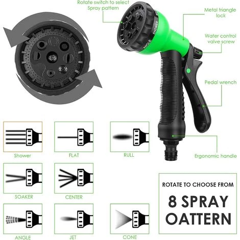 FEMOR Tuyau D'arrosage De Jardin Extensible De 30 M, 8 Fonctions De Pulvérisation, Raccord En Laiton 1/2" Et 3/4", Tuyau En Latex à 3 Couches, Tuyau D'irrigation Et De Lavage, Avec Crochet Et Sac De Rangement 5 FEMOR Tuyau D'arrosage De Jardin Extensible De 30 M, 8 Fonctions De Pulvérisation, Raccord En Laiton 1/2" Et 3/4", Tuyau En Latex à 3 Couches, Tuyau D'irrigation Et De Lavage, Avec Crochet Et Sac De Rangement – Image 3