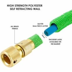 FEMOR Tuyau D'arrosage De Jardin Extensible De 30 M, 8 Fonctions De Pulvérisation, Raccord En Laiton 1/2" Et 3/4", Tuyau En Latex à 3 Couches, Tuyau D'irrigation Et De Lavage, Avec Crochet Et Sac De Rangement 11 FEMOR Tuyau D'arrosage De Jardin Extensible De 30 M, 8 Fonctions De Pulvérisation, Raccord En Laiton 1/2" Et 3/4", Tuyau En Latex à 3 Couches, Tuyau D'irrigation Et De Lavage, Avec Crochet Et Sac De Rangement -Tuyau d'arrosage Soldes 54557644 5