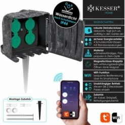KESSER Prise électrique De Jardin Avec WiFi, Anthracite, Box - Mit WiFi (de) -Tuyau d'arrosage Soldes 54923396 2