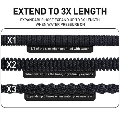 PETITES ECREVISSES Tuyau Arrosage Extensible Avec 8 Fonctions Pistolet Pour Nettoyage Et Arrosage Noir - 15M/50FT 4 PETITES ECREVISSES Tuyau Arrosage Extensible Avec 8 Fonctions Pistolet Pour Nettoyage Et Arrosage Noir - 15M/50FT – Image 2