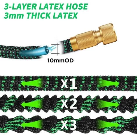 PETITES ECREVISSES Tuyau Arrosage Extensible Avec 8 Fonctions Pistolet Pour Nettoyage Et Arrosage Vert - 15M/50FT 5 PETITES ECREVISSES Tuyau Arrosage Extensible Avec 8 Fonctions Pistolet Pour Nettoyage Et Arrosage Vert - 15M/50FT – Image 3